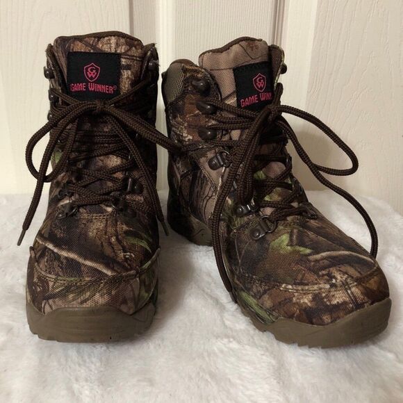 Girls Game Winner Camouflage Hunting Boots Size 6.5D Lace Up Ankle Boots